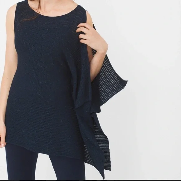 NWT WHBM Asymmetric Drape Sleeve Shimmer Sweater - Picture 3 of 7